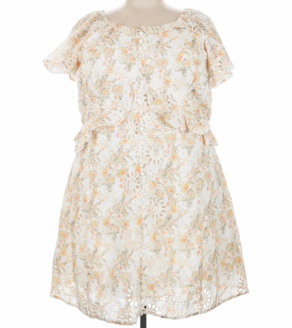 Ivy City Co. Cici Dress Feminine Vintage Inspired Cottage White Yellow Floral 3X